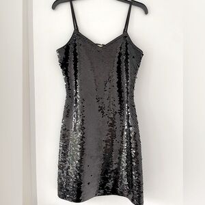 Black sequenced Michael Kors mini slip dress